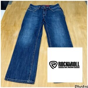 Rock & Roll Double Barrel Jeans Mens 33x30 Relaxed Fit Straight Leg